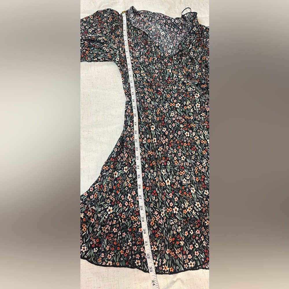 Topshop Floral Midi Dress - Black and Red - Picture 3 of 10